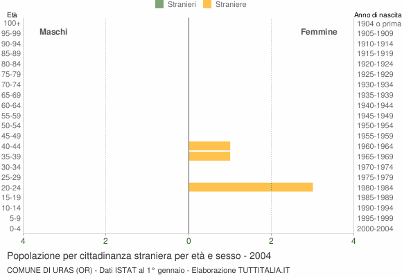 Grafico cittadini stranieri - Uras 2004