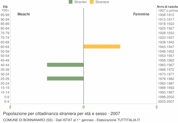 Grafico cittadini stranieri - Bonnanaro 2007