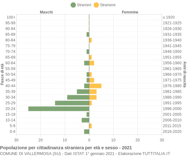 Grafico cittadini stranieri - Vallermosa 2021