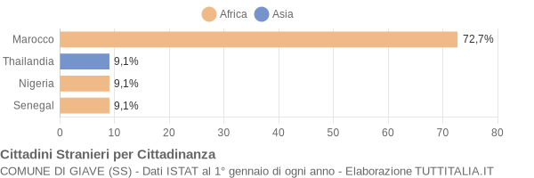 Grafico cittadinanza stranieri - Giave 2005