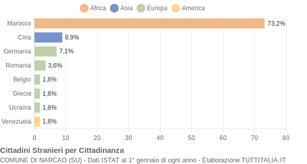 Grafico cittadinanza stranieri - Narcao 2012