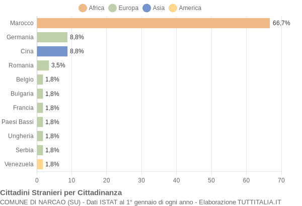 Grafico cittadinanza stranieri - Narcao 2015