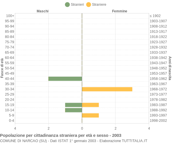 Grafico cittadini stranieri - Narcao 2003