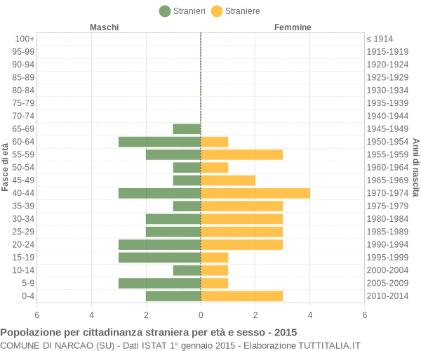 Grafico cittadini stranieri - Narcao 2015