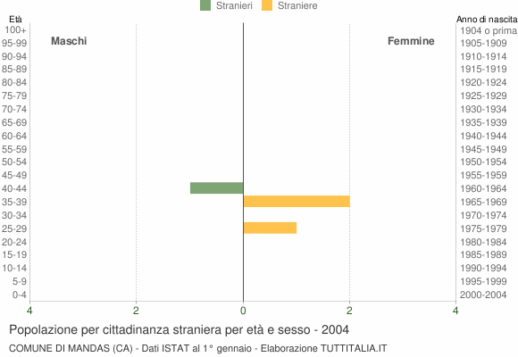 Grafico cittadini stranieri - Mandas 2004