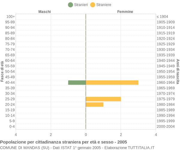 Grafico cittadini stranieri - Mandas 2005
