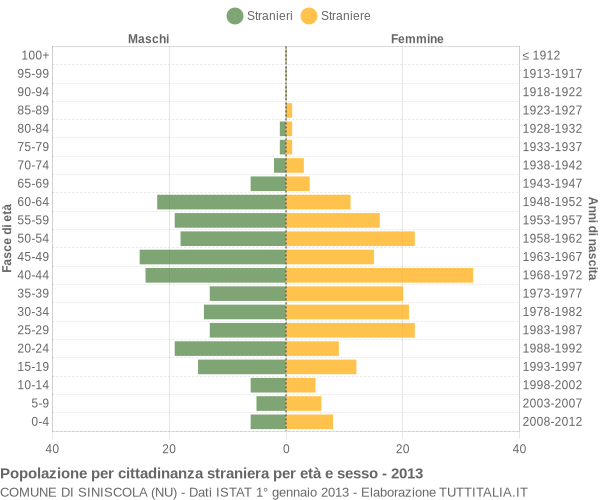 Grafico cittadini stranieri - Siniscola 2013