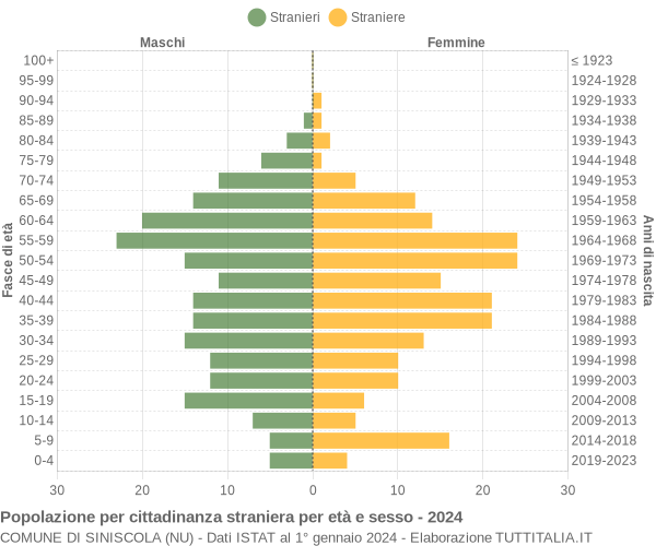 Grafico cittadini stranieri - Siniscola 2024