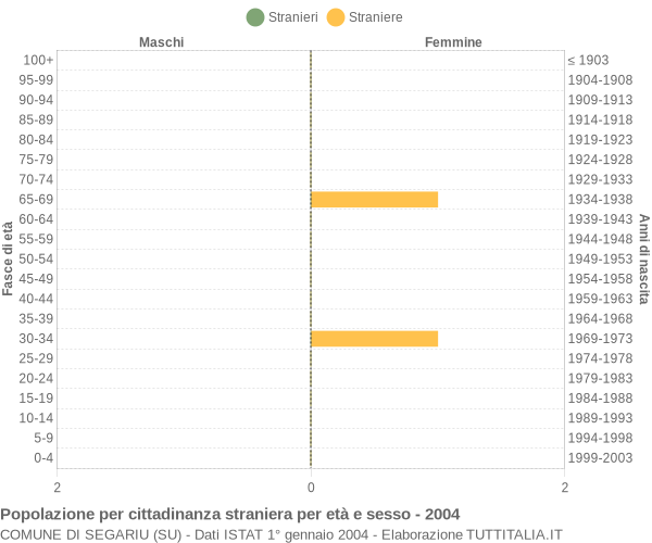 Grafico cittadini stranieri - Segariu 2004