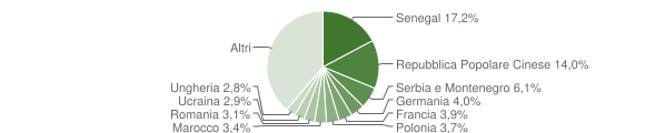 Grafico cittadinanza stranieri - Sassari 2004