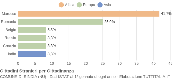 Grafico cittadinanza stranieri - Sindia 2006