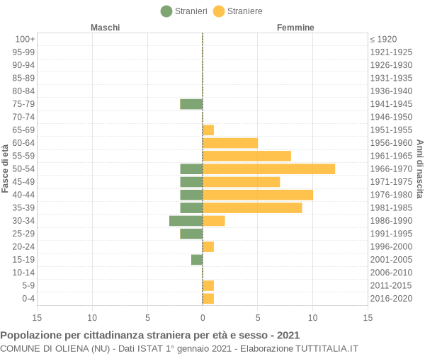 Grafico cittadini stranieri - Oliena 2021