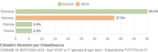 Grafico cittadinanza stranieri - Bottidda 2013