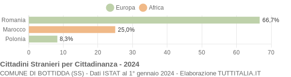 Grafico cittadinanza stranieri - Bottidda 2024