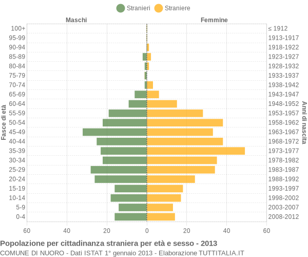 Grafico cittadini stranieri - Nuoro 2013