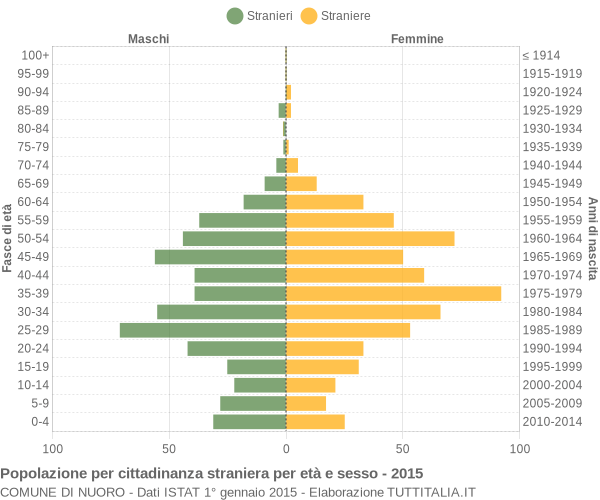 Grafico cittadini stranieri - Nuoro 2015