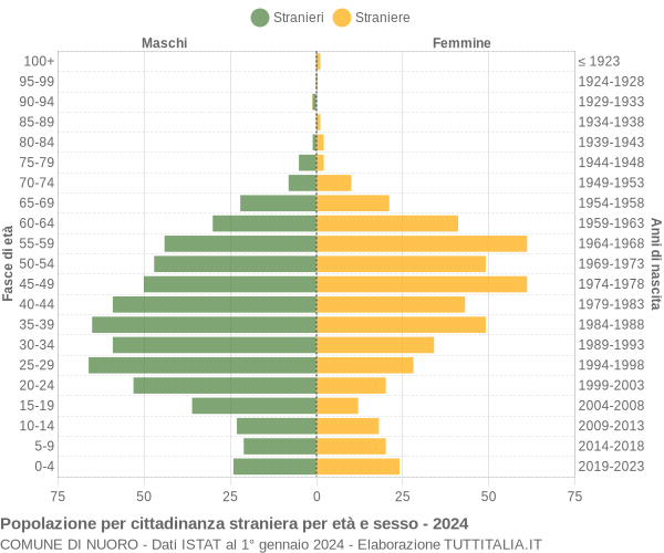 Grafico cittadini stranieri - Nuoro 2024