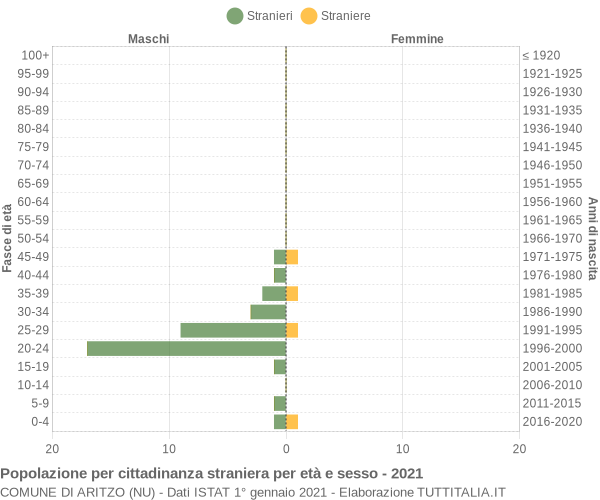 Grafico cittadini stranieri - Aritzo 2021