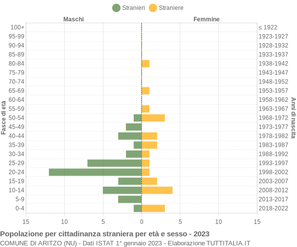 Grafico cittadini stranieri - Aritzo 2023