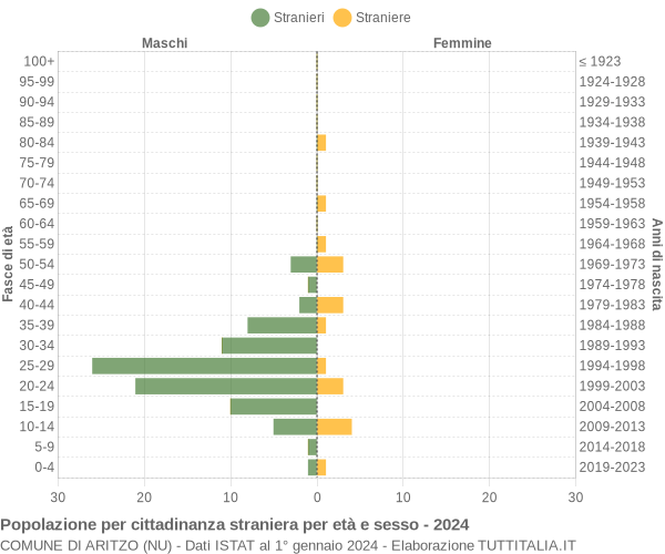 Grafico cittadini stranieri - Aritzo 2024