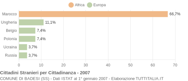 Grafico cittadinanza stranieri - Badesi 2007