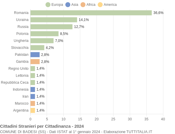 Grafico cittadinanza stranieri - Badesi 2024