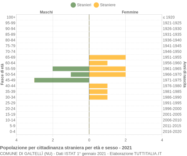 Grafico cittadini stranieri - Galtellì 2021