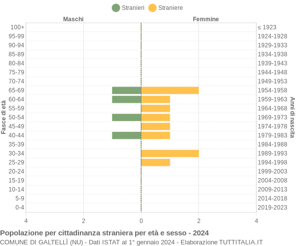 Grafico cittadini stranieri - Galtellì 2024