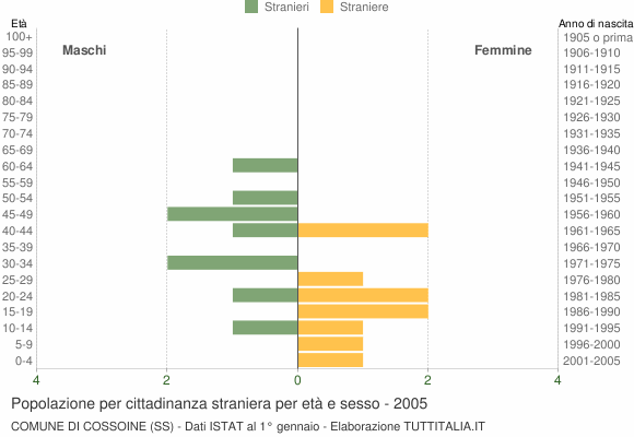 Grafico cittadini stranieri - Cossoine 2005