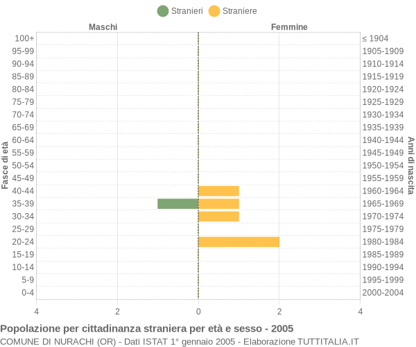 Grafico cittadini stranieri - Nurachi 2005