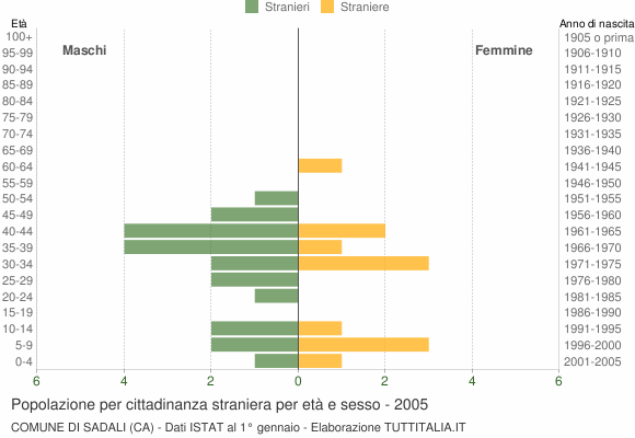 Grafico cittadini stranieri - Sadali 2005