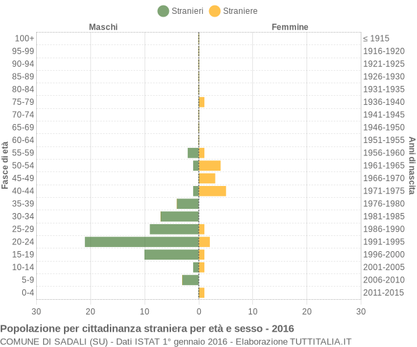 Grafico cittadini stranieri - Sadali 2016