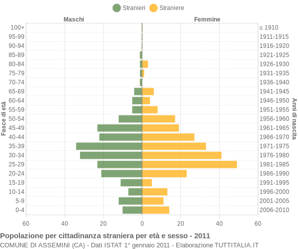 Grafico cittadini stranieri - Assemini 2011