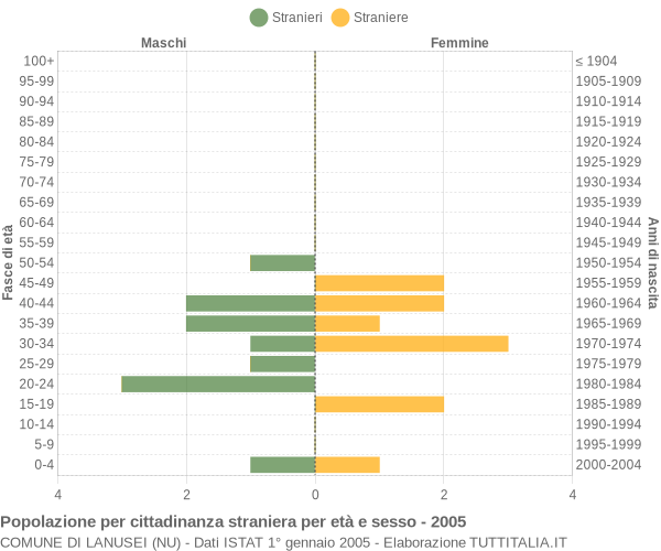 Grafico cittadini stranieri - Lanusei 2005