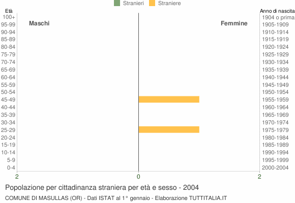 Grafico cittadini stranieri - Masullas 2004