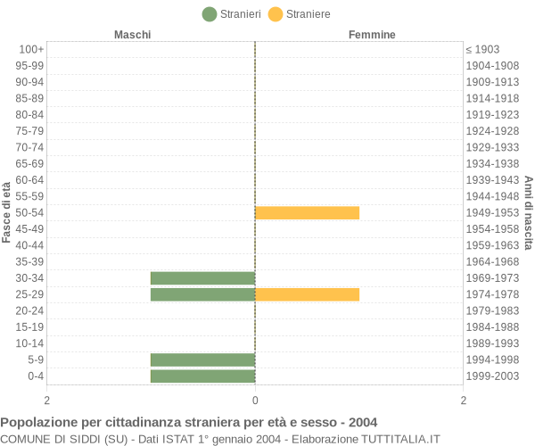 Grafico cittadini stranieri - Siddi 2004