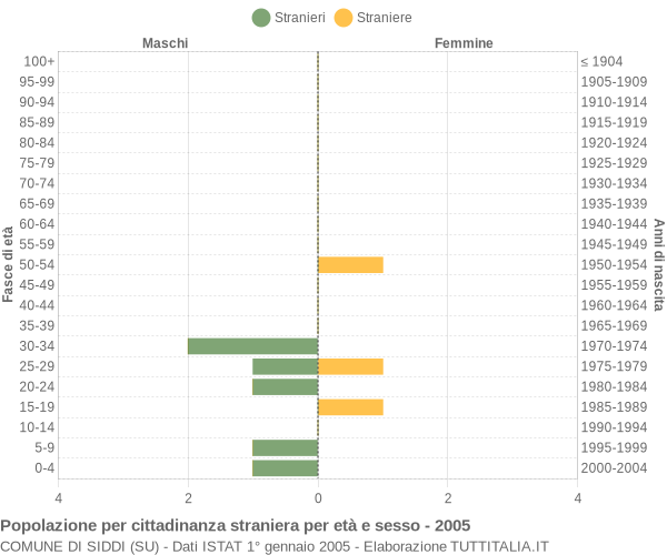 Grafico cittadini stranieri - Siddi 2005
