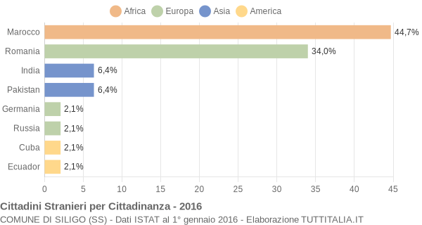 Grafico cittadinanza stranieri - Siligo 2016