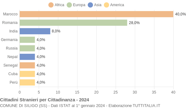 Grafico cittadinanza stranieri - Siligo 2024