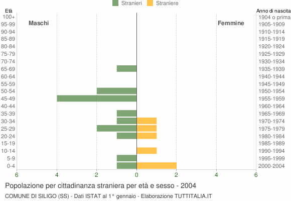 Grafico cittadini stranieri - Siligo 2004