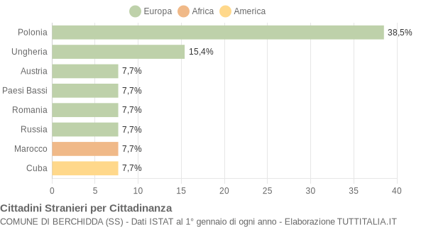 Grafico cittadinanza stranieri - Berchidda 2006