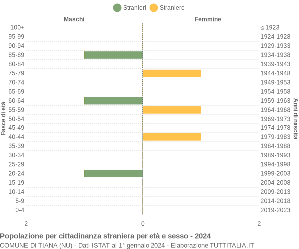 Grafico cittadini stranieri - Tiana 2024