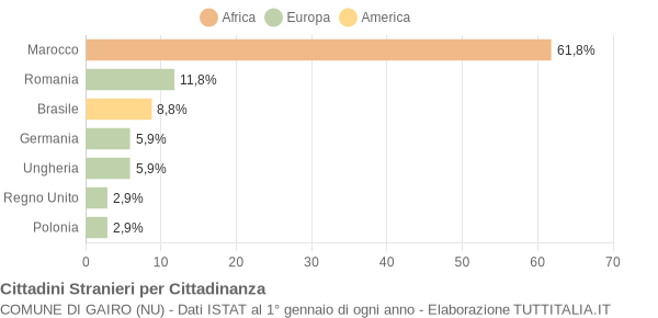 Grafico cittadinanza stranieri - Gairo 2007