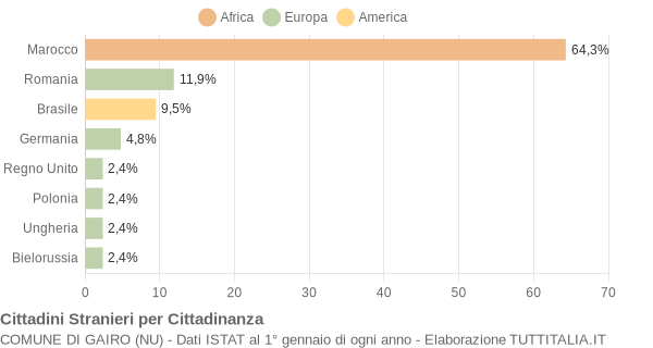 Grafico cittadinanza stranieri - Gairo 2009