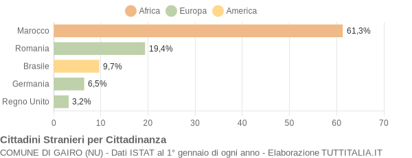 Grafico cittadinanza stranieri - Gairo 2014