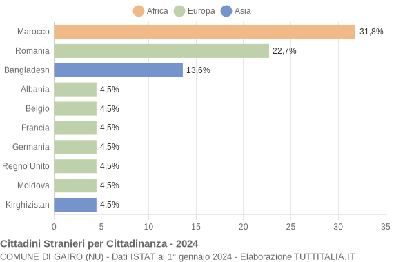 Grafico cittadinanza stranieri - Gairo 2024