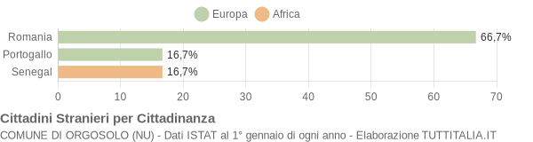 Grafico cittadinanza stranieri - Orgosolo 2011