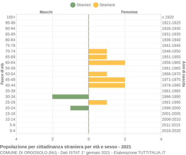 Grafico cittadini stranieri - Orgosolo 2021