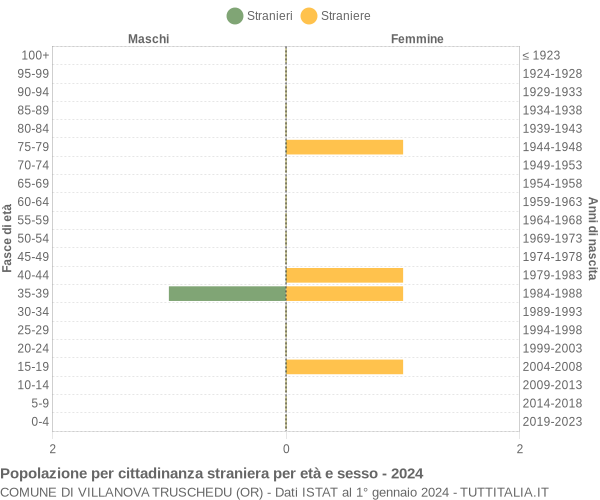 Grafico cittadini stranieri - Villanova Truschedu 2024