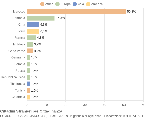 Grafico cittadinanza stranieri - Calangianus 2006